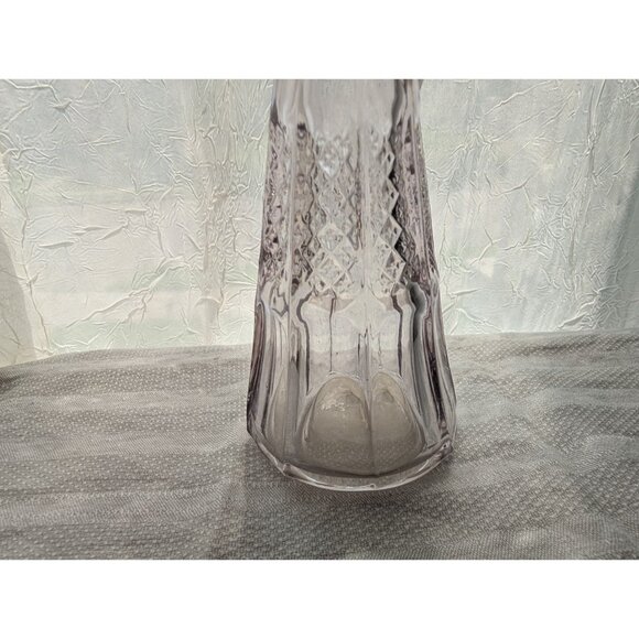 Vintage Lavender Glass Cruet With Floral Stopper & Embossed Diamond Pattern hand - Picture 10 of 10